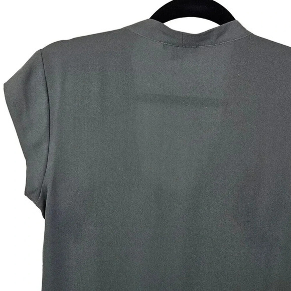 Halogen Blouse Top Size Small Gray Cap Sleeve Layered Look Scoop Neck Faux Wrap - Picture 9 of 12